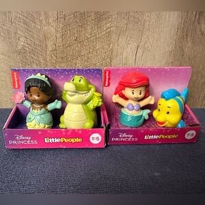 Little People Disney Princess Lot-Ariel, Flounder, Tiana, Louis